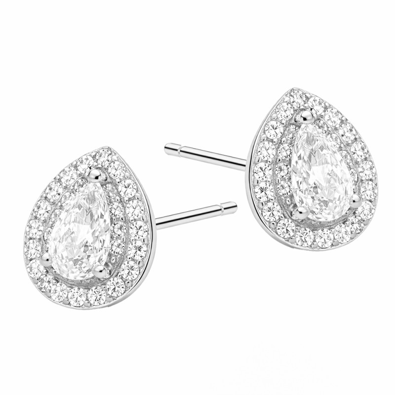 Komplet srebrnej biżuterii kolczyki i zawieszka Markiza kropla