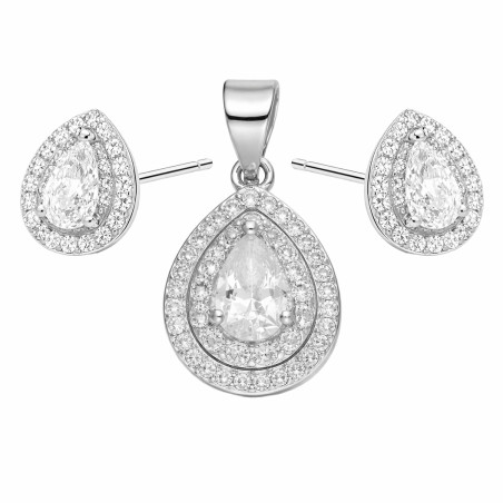 Komplet srebrnej biżuterii kolczyki i zawieszka Markiza kropla