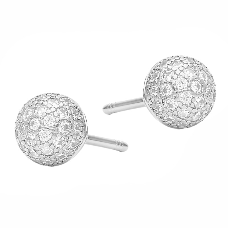 Komplet biżuterii srebrnej naszyjnik i kolczyki z kulką z cyrkoniami