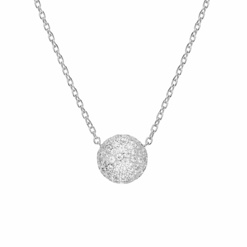 Komplet biżuterii srebrnej naszyjnik i kolczyki z kulką z cyrkoniami