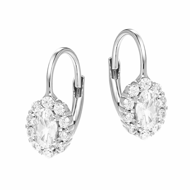 Komplet srebrnej biżuterii kolczyki i zawieszka Markiza owalna