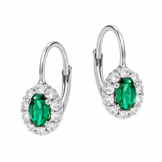 Komplet biżuterii srebrnej kolczyki i zawieszka Markiza z cyrkonią zieloną