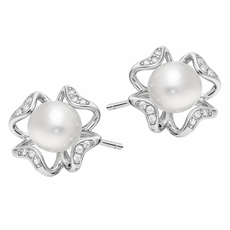 Komplet srebrnej biżuterii z perłami próba 925