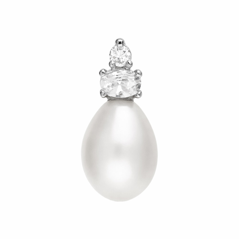 Komplet srebrnej biżuterii w próbie 925 z perłami o kształcie kropli