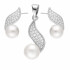 Komplet biżuterii srebrnej z naturalnymi perłami o kształcie łezki i cyrkoniami próba 925