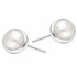 Kolczyki srebrne z perłą gładka oprawa próba 925