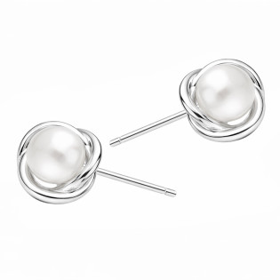 Kolczyki z perłą na srebrnym preclu próba 925