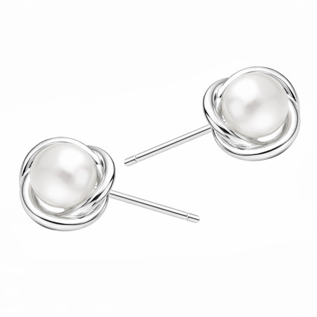 Kolczyki z perłą na srebrnym preclu próba 925