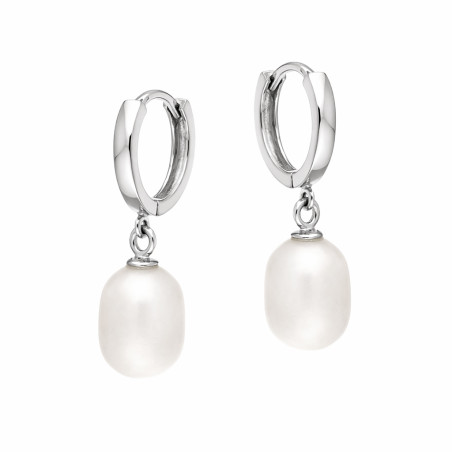 Kolczyki srebrne koła z wiszącą perłą próba 925