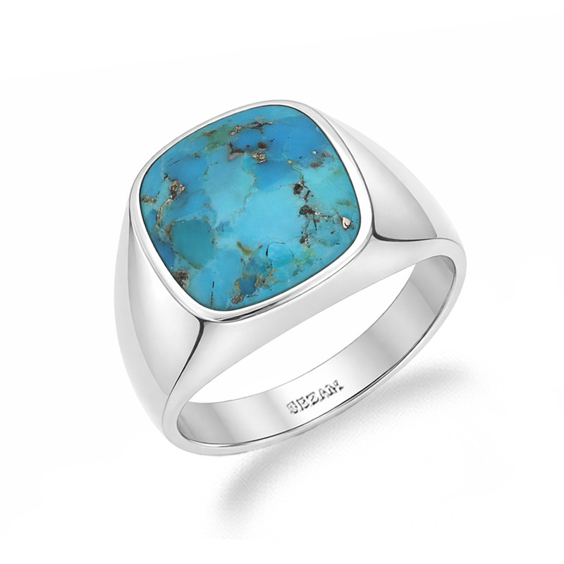 Sygnet z turkusem w oprawie ze srebra 925