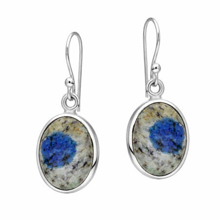 Kolczyki z granitem z wrostkami azurytu w srebrnej oprawie 925