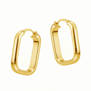 Kolczyki koła prostokątna rurka ze srebra 925 koloru złotego