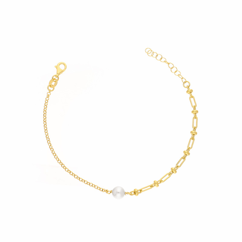 Bransoletka z perłą jubilerską ze srebra 925 koloru złotego