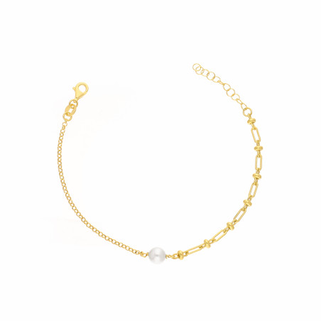 Bransoletka z perłą jubilerską ze srebra 925 koloru złotego