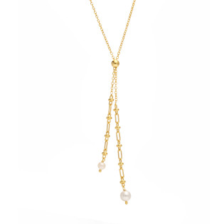 Naszyjnik krawatówka z perełkami jubilerskimi srebro 925 koloru złotego