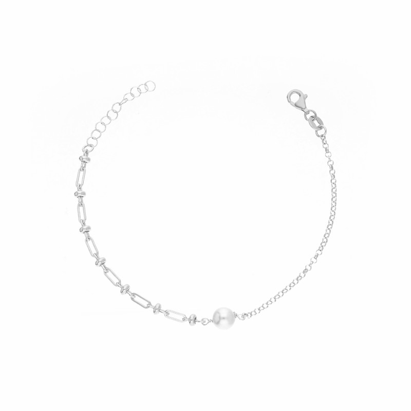 Bransoletka srebrna próby 925  z perłą jubilerską