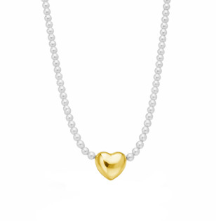 Naszyjnik serce dmuchane z perełkami jubilerskimi ze srebra 925 koloru złotego