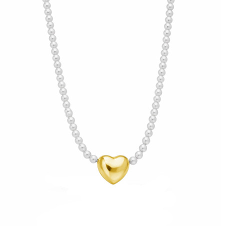 Naszyjnik serce dmuchane z perełkami jubilerskimi ze srebra 925 koloru złotego