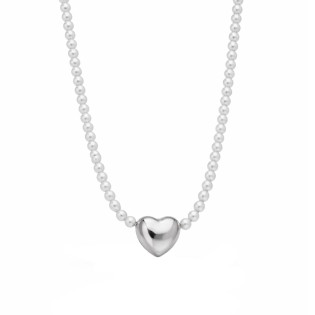 Naszyjnik serce dmuchane z perełkami jubilerskimi srebro 925
