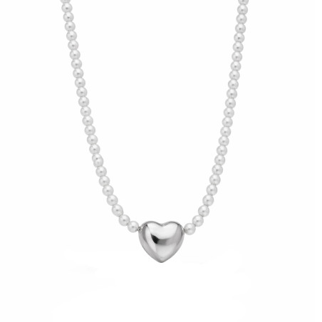 Naszyjnik serce dmuchane z perełkami jubilerskimi srebro 925