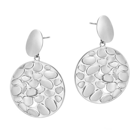 Kolczyki wiszące koło duże łuski otwarte, srebro próby 925