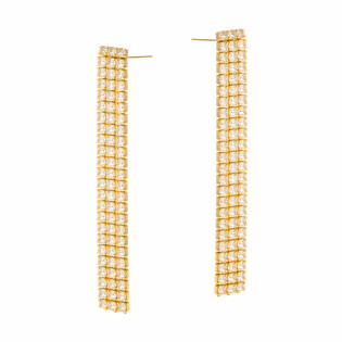 Kolczyki wiszące typu tennis cyrkonie ze srebrem 925 koloru złotego