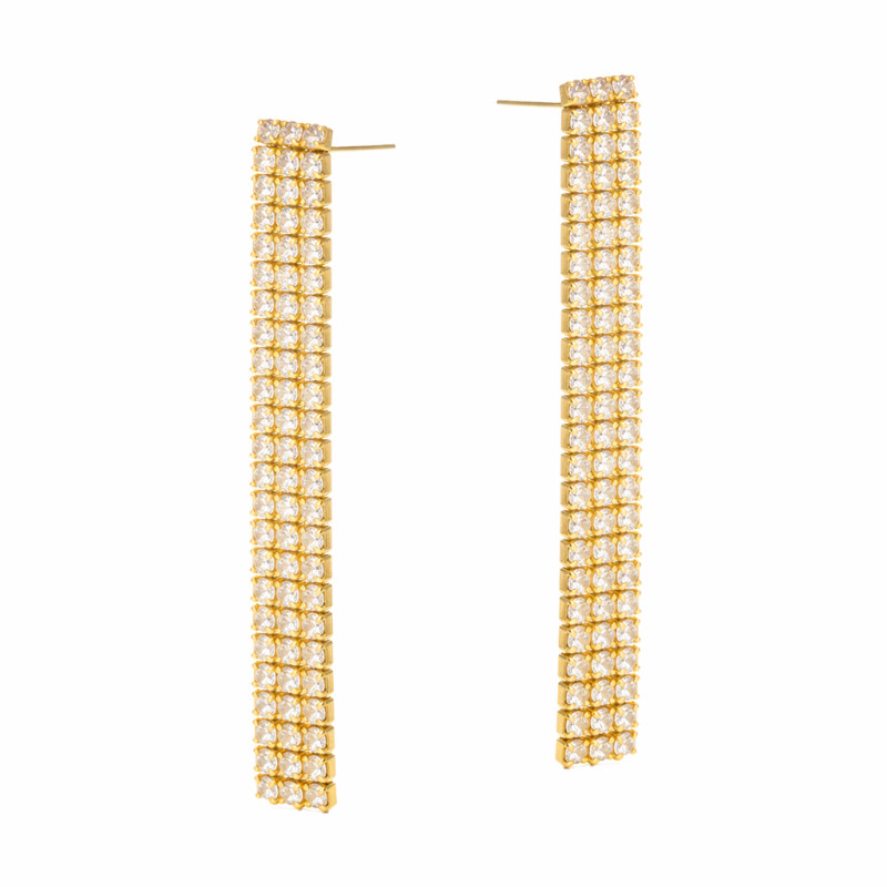 Kolczyki wiszące typu tennis cyrkonie ze srebrem 925 koloru złotego