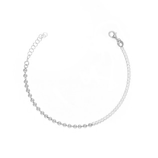 Bransoletka srebrna z cyrkoniami tennis i kulkami gładkimi próba 925