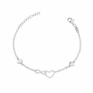 Bransoletka srebrna klanówka z sercami próba 925