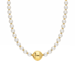 Naszyjnik kulka dmuchana 16 mm z perłami