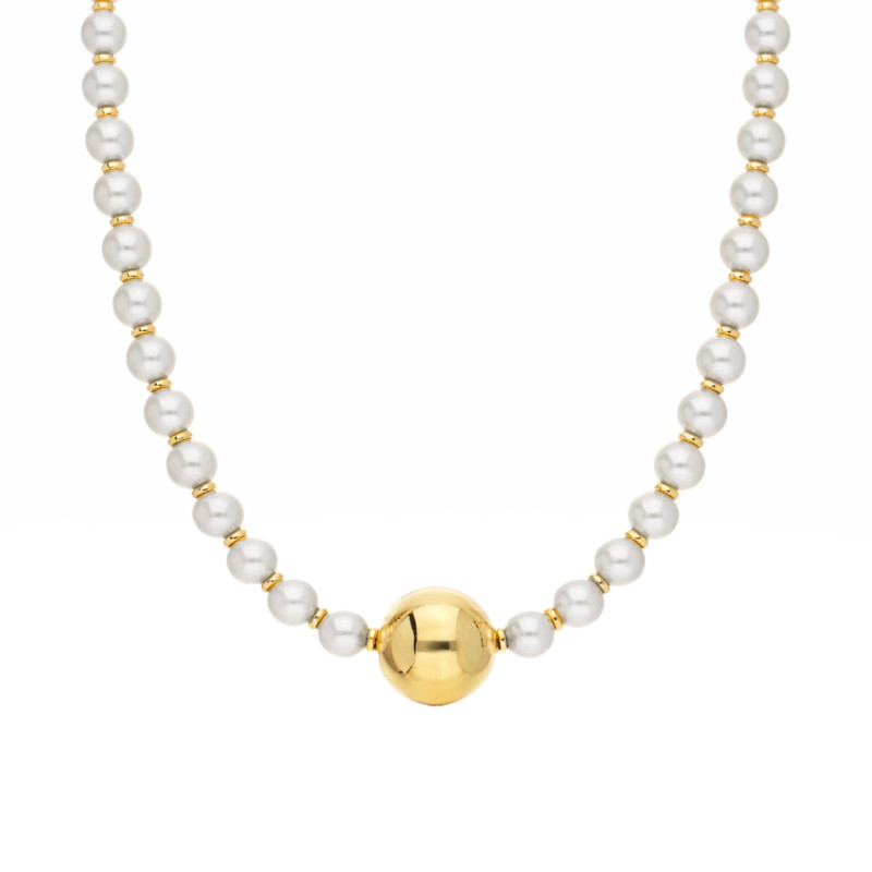 Naszyjnik kulka dmuchana 16 mm z perłami