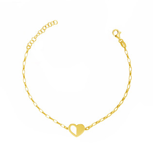 Bransoletka srebrna z sercem na łańcuszku anker próba 925 kolor złoty