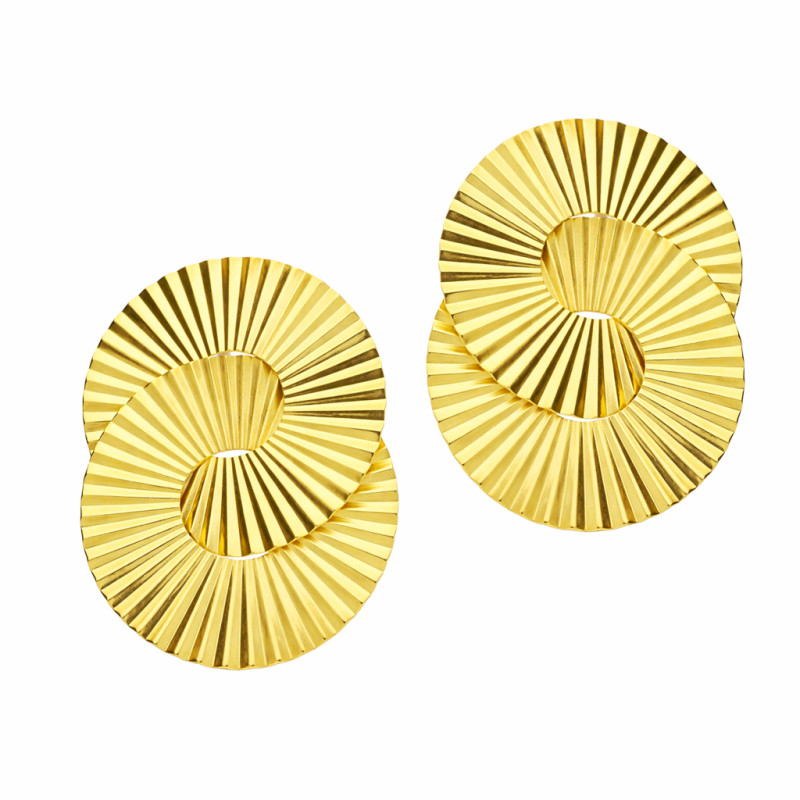 Kolczyki koła-plisy zaplecione srebro 925 koloru złotego