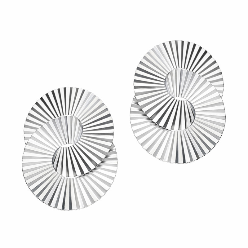 Kolczyki koła-plisy zaplecione srebro 925