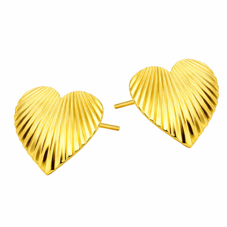 Kolczyki serce plisy kolor złoty próba 925
