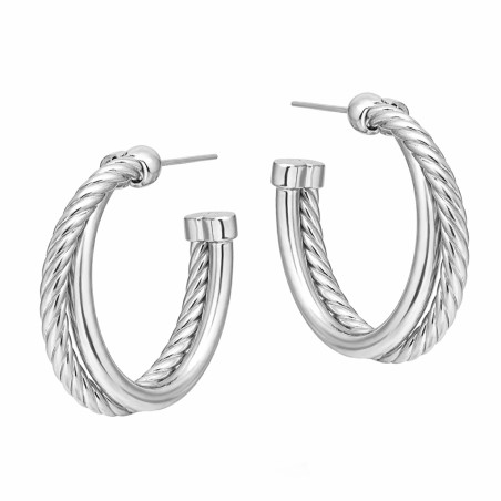 Kolczyki koła podwójne owale ze srebra próby 925