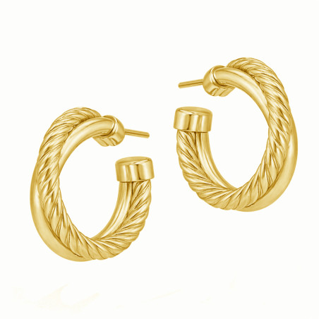 Kolczyki koła otwarte podwójne gładkie i plecione srebro 925 koloru złotego