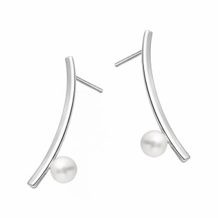 Kolczyki perła 6 mm bokiem na pałce ze srebra 925