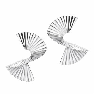 Kolczyki spirala szeroka plisy srebro 925