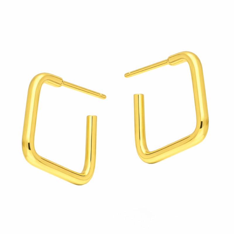 Kolczyki kwadrat otwarty ze srebra 925 koloru złotego