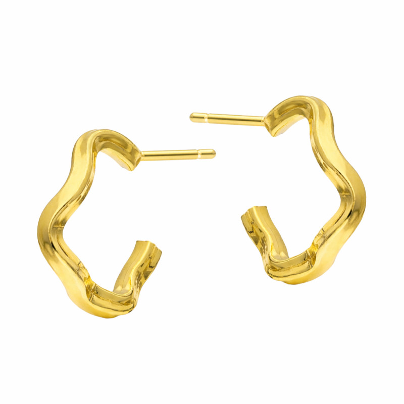 Kolczyki kwadrat falowany otwarty srebro 925 koloru złotego