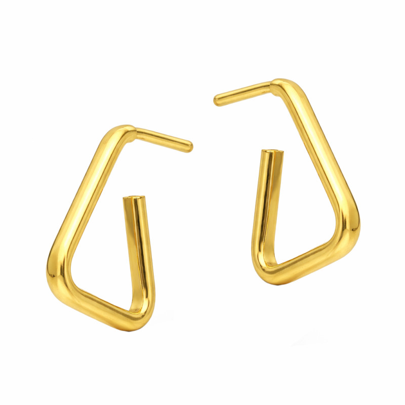 Kolczyki w kształcie trójkąta otwartego ze srebra 925 koloru złotego