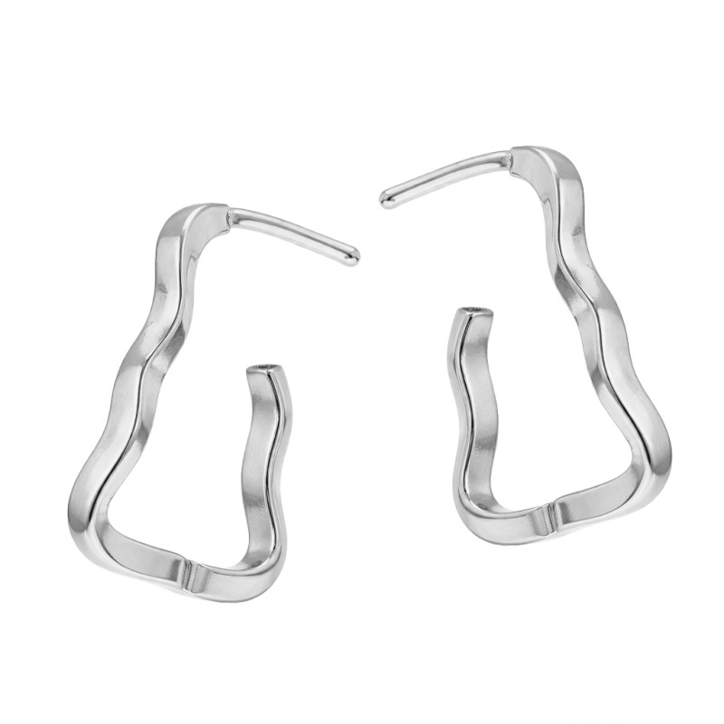 Kolczyki trójkąt falowany otwarty ze srebra 925