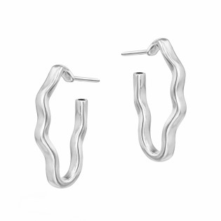 Kolczyki owal falowany otwarty ze srebra 925