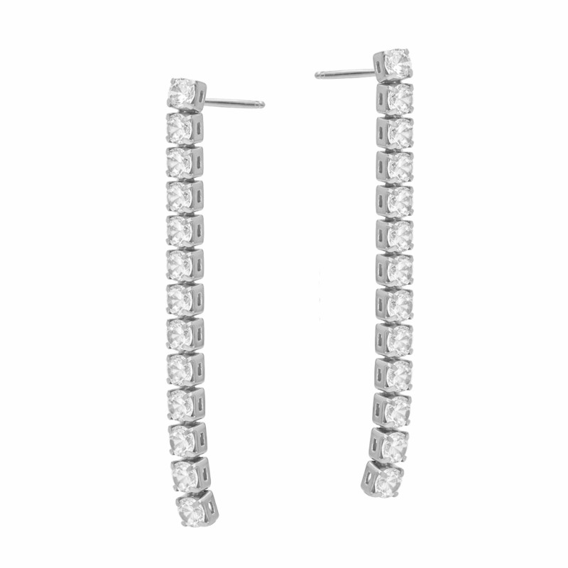 Kolczyki srebrne wiszące z cyrkoniami tennis próba 925