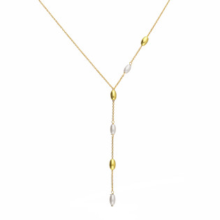 Naszyjnik srebrny 925 krawatówka z perełkami w kształcie ryżu