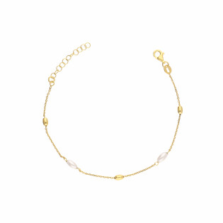 Bransoleta srebrna 925 z perełkami w kształcie ryżu