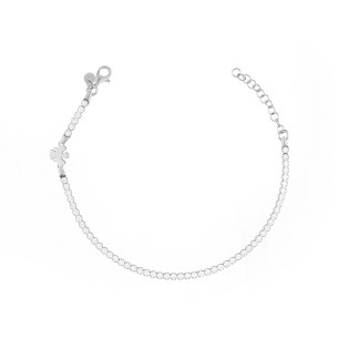 Bransoletka srebrna z cyrkoniami tennis i gładkim aniołkiem próba 925