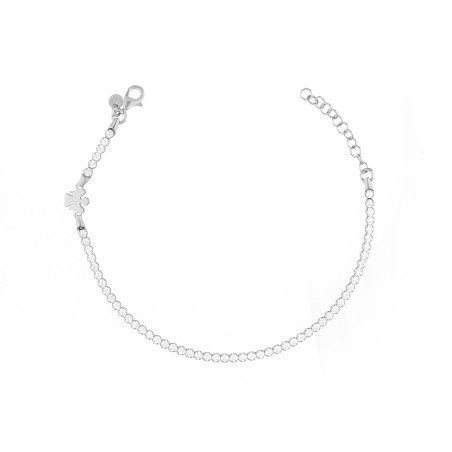 Bransoletka srebrna z cyrkoniami tennis i gładkim aniołkiem próba 925