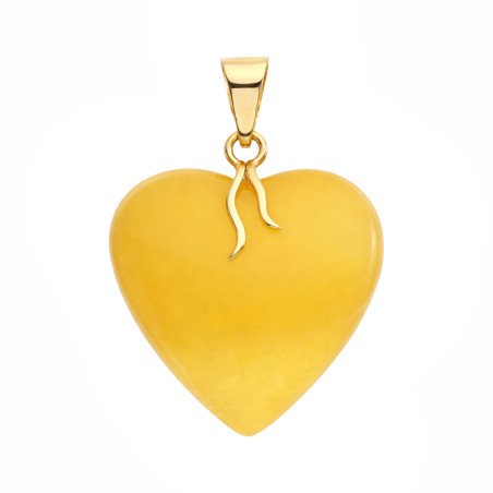 Wisior serce z bursztynu mlecznego, koluszko ze złota 585